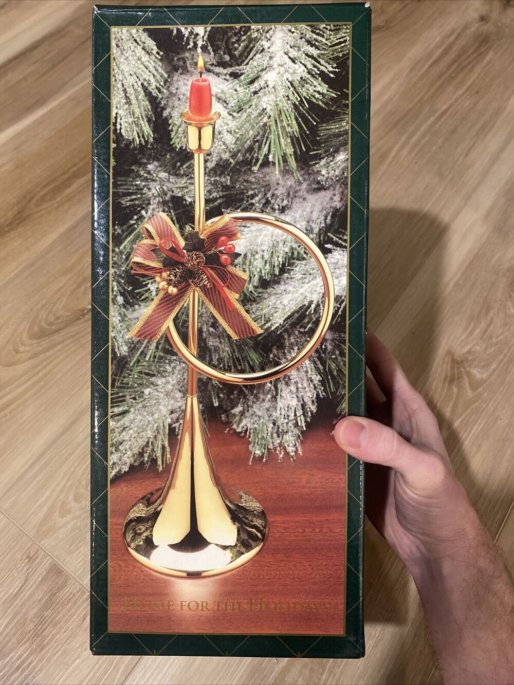Home For The Holidays Trumpet Candle Holder 14” With Original Box